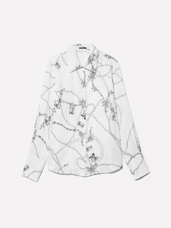 %100 Viskoz Desenli Regular Fit Gömlek Kadın Krem Mix Gömlek - 325P5PHVLQFF7