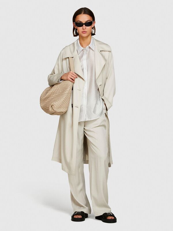 %100 VİSKOZ ÖNÜ PİLELİ GENİŞ PAÇA PANTOLON Kadın Gri Pantolon - 324P49NMLF057