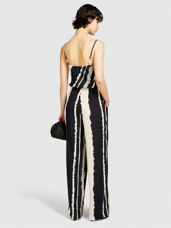 Sisley - %100 Viskoz Tamamı Baskılı Asimetrik Yakalı Palazzo Tulum Kadın Turuncu Tulum - 324P4WAXLT00I