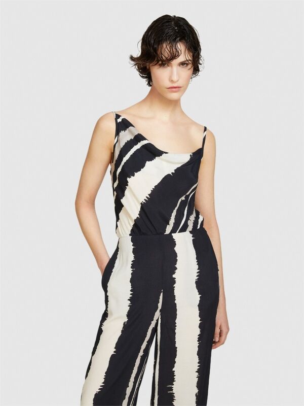 %100 Viskoz Tamamı Baskılı Asimetrik Yakalı Palazzo Tulum Kadın Turuncu Tulum - 324P4WAXLT00I