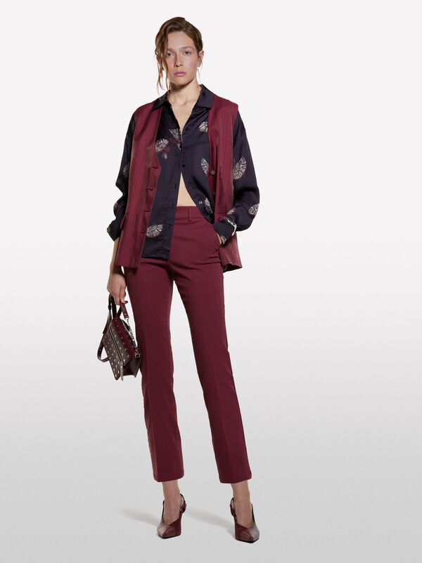 %100 Viskoz Tamamı Desenli Asimetrik Oversize Saten Gömlek Kadın Siyah Gömlek - 325A5IBNLQ07F