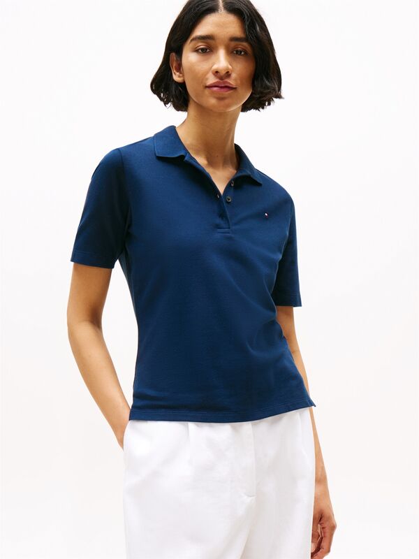 Tommy Hilfiger - 1985 REG PIQUE POLO SS Kadın Mavi Polo - WW0WW43224 Tommy Hilfiger - 1985 REG PIQUE POLO SS Kadın Mavi Polo - WW0WW43224