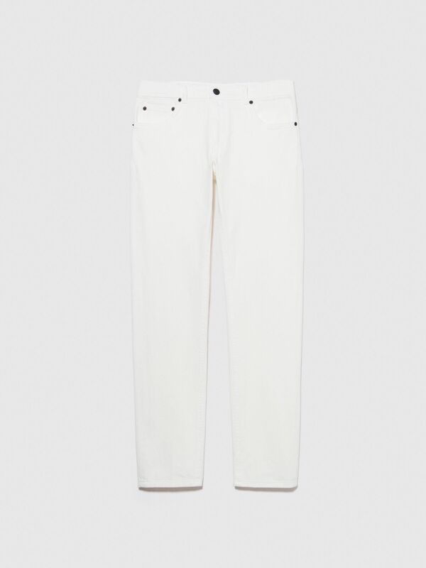 5 Cepli Normal Bel Denim Pantolon Erkek Kırık Beyaz Pantolon - 324P4SUYSE022