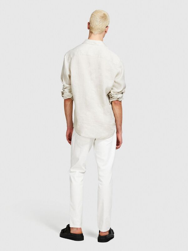 5 Cepli Normal Bel Denim Pantolon Erkek Kırık Beyaz Pantolon - 324P4SUYSE022