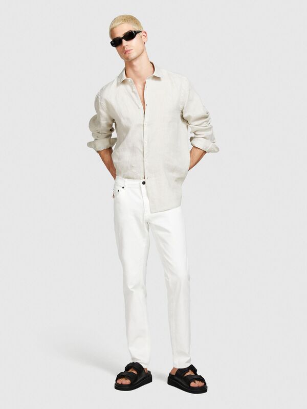 5 Cepli Normal Bel Denim Pantolon Erkek Kırık Beyaz Pantolon - 324P4SUYSE022