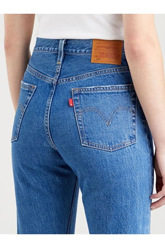 501 - CROP Kadın Mavi Denim Pantolon - A7739