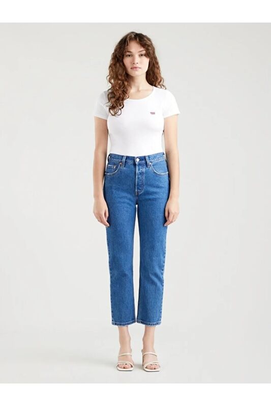 501 - CROP Kadın Mavi Denim Pantolon - A7739
