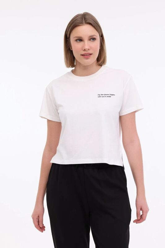 Lumberjack - 5M WL ANNA 11 5FX Kadın Bej T-Shirt - 101931819