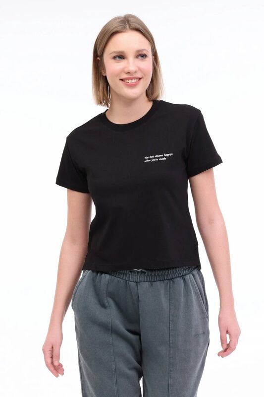 Lumberjack - 5M WL ANNA 11 5FX Kadın Siyah T-Shirt - 101931824