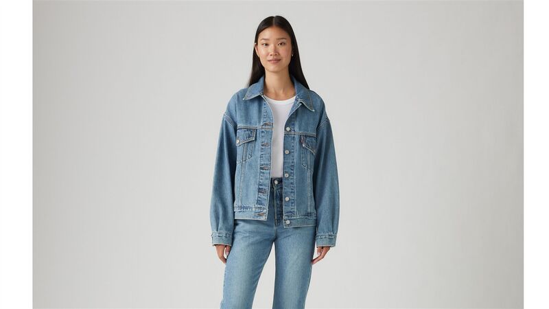 90S TRUCKER SWITCH STITCH TRUCKER Kadın Mavi Denim Ceket - A1743