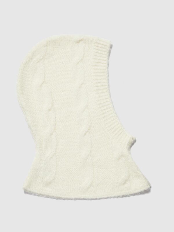 Sisley - Alpaka Yün Karışımlı Balaklava Kadın Beyaz Balaklava - 323A123WMA00D