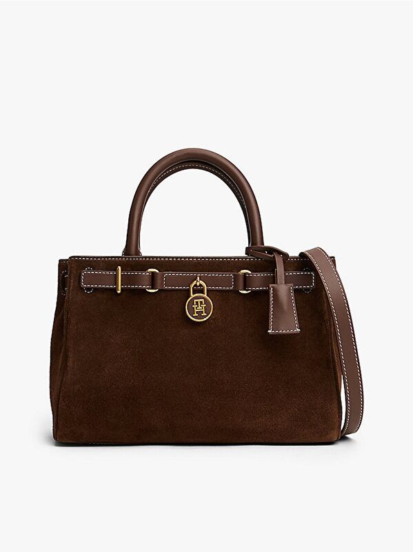 Tommy Hilfiger - AMERICAN ICON MINI TOTE SUEDE LE Kadın Kahverengi Çanta - AW0AW18202