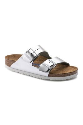 Birkenstock - Arizona Nl SFB Metallic Kadın Gri Terlik - 1005961