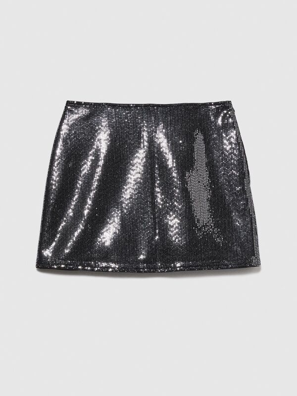 Sisley - Astarlı Payetli Mini Etek Kadın Mix Etek - 323A4XJTL001Z