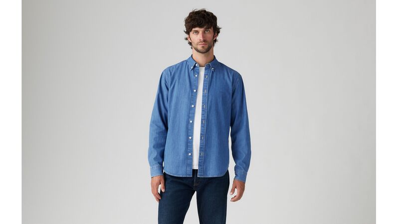Levi's - AUTHENTIC BUTTON DOWN WOODROW MID WASH Erkek Mavi Gömlek - A7210