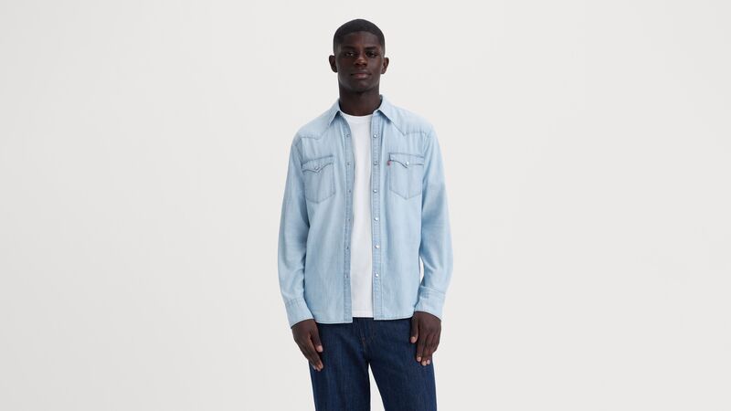 Levi's - BARSTOW WESTERN STANDARD BURNETT LIGHT Erkek Mavi UK Gömlek - 85744