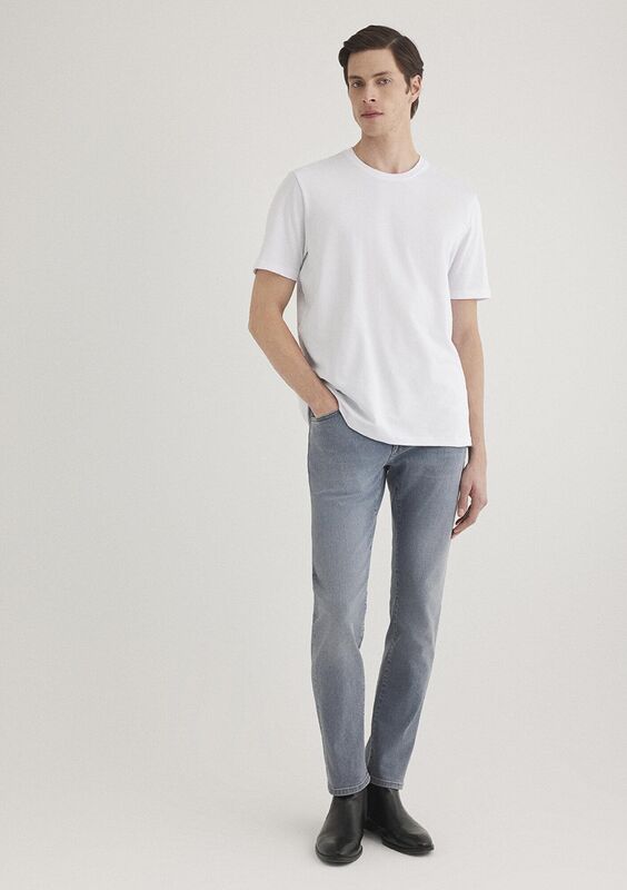 BASIC BİSİKLET YAKA TİŞÖRT Erkek Beyaz Basic T-Shirt - M0610252
