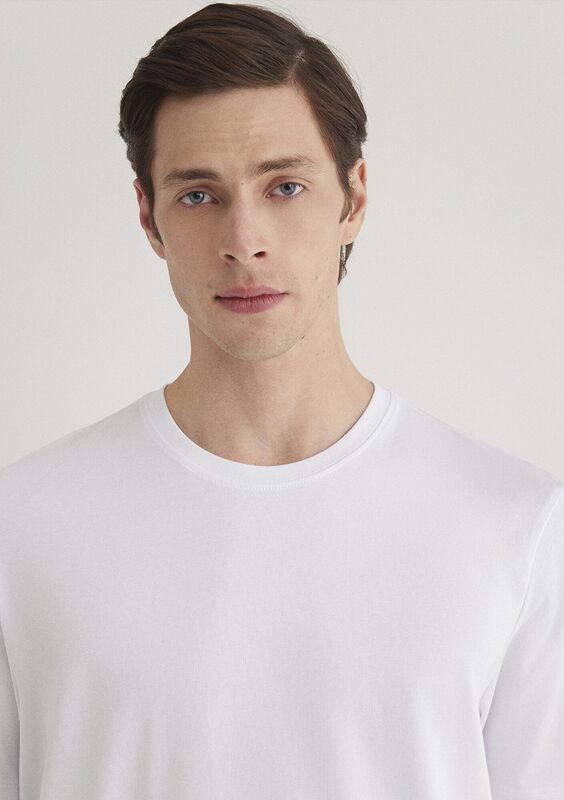 BASIC BİSİKLET YAKA TİŞÖRT Erkek Beyaz Basic T-Shirt - M0610252