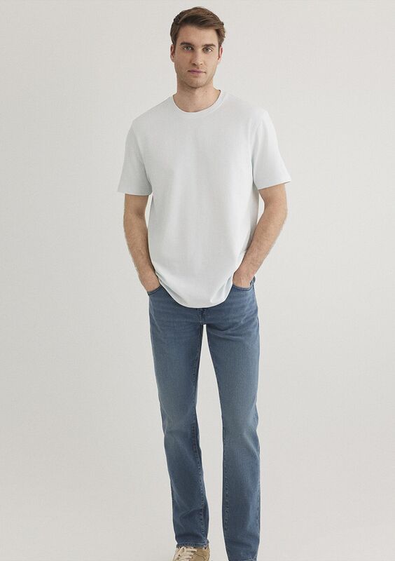BASIC BİSİKLET YAKA TİŞÖRT Erkek Mavi Basic T-Shirt - M0610252