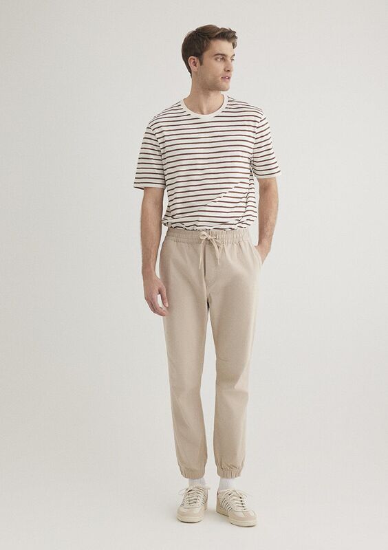 BELİ LASTİKLİ PANTOLON Erkek Bej Pantolon - M000169