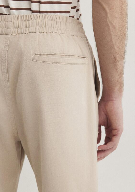 BELİ LASTİKLİ PANTOLON Erkek Bej Pantolon - M000169