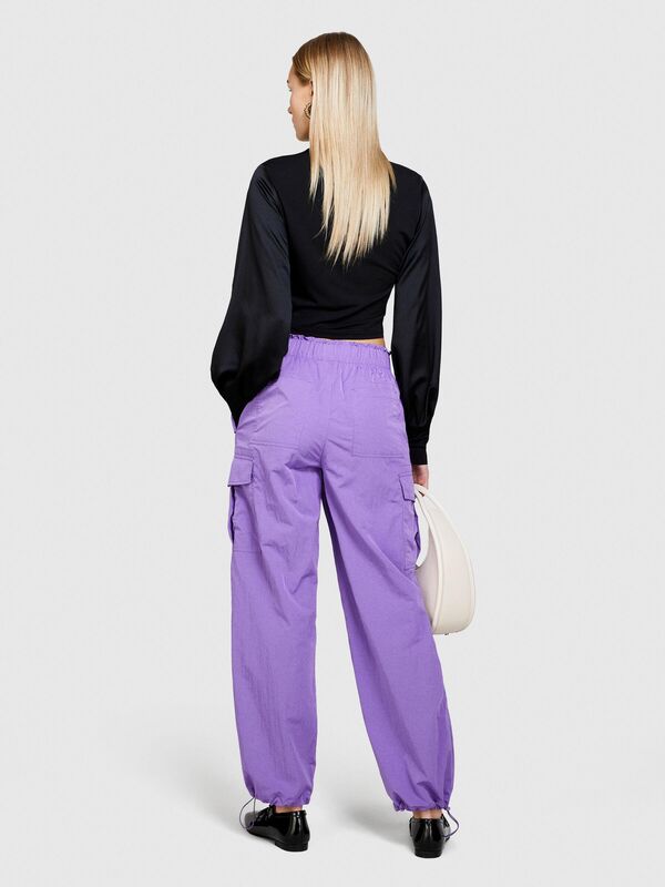 Beli Lastikli Yama Cepli Paçaları Büzgülü Pantolon Kadın 3M1 Pantolon - 324P4JQJLF04R