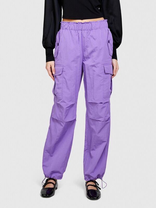 Beli Lastikli Yama Cepli Paçaları Büzgülü Pantolon Kadın 3M1 Pantolon - 324P4JQJLF04R