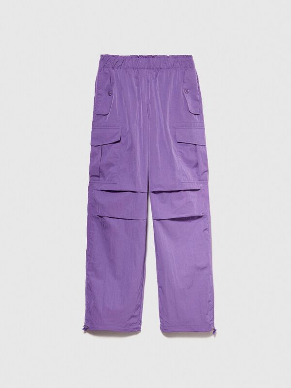 Beli Lastikli Yama Cepli Paçaları Büzgülü Pantolon Kadın 3M1 Pantolon - 324P4JQJLF04R