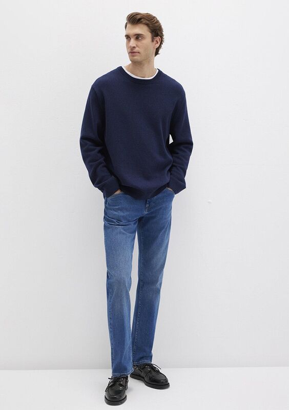 Mavi - BİSİKLET YAKA KAZAK Erkek Koyu Mavi Kazak - M0710370