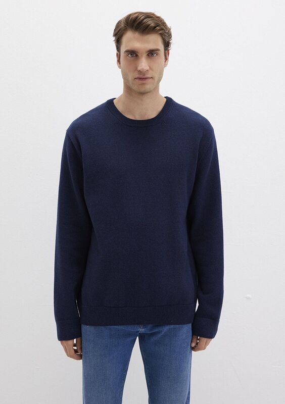 BİSİKLET YAKA KAZAK Erkek Koyu Mavi Kazak - M0710370