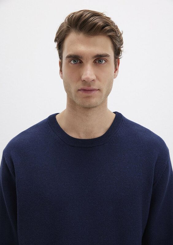 BİSİKLET YAKA KAZAK Erkek Koyu Mavi Kazak - M0710370