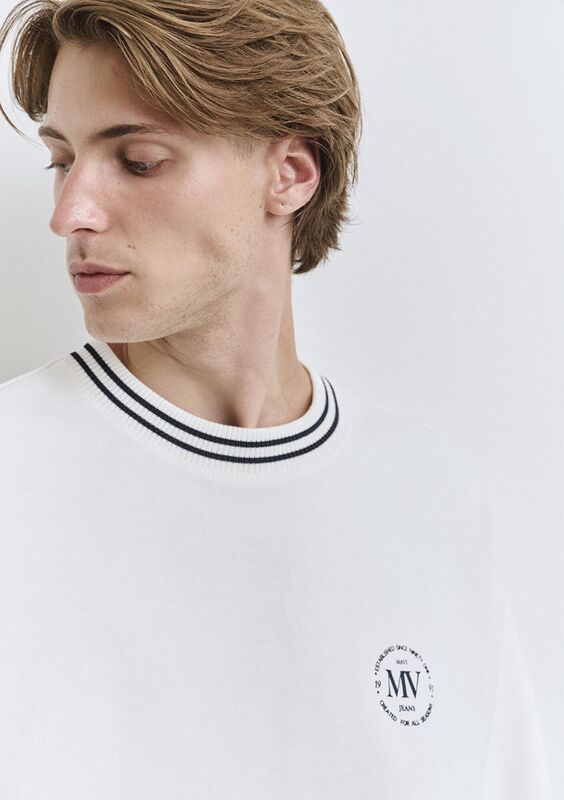 BİSİKLET YAKA SWEATSHIRT Erkek Beyaz Sweatshirt - M0S10378