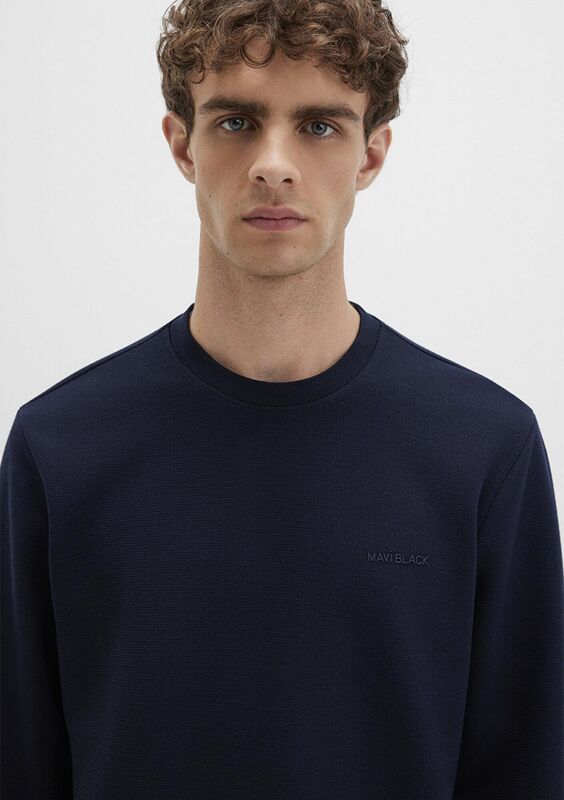 BİSİKLET YAKA SWEATSHIRT Erkek Mavi Sweatshirt - M0S10480