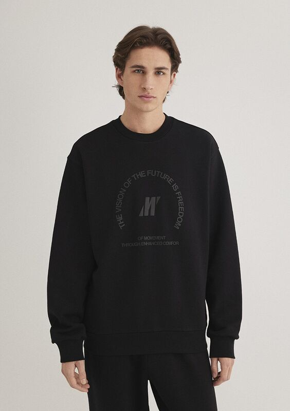 BİSİKLET YAKA SWEATSHIRT Erkek Siyah Sweatshirt - M0S10355