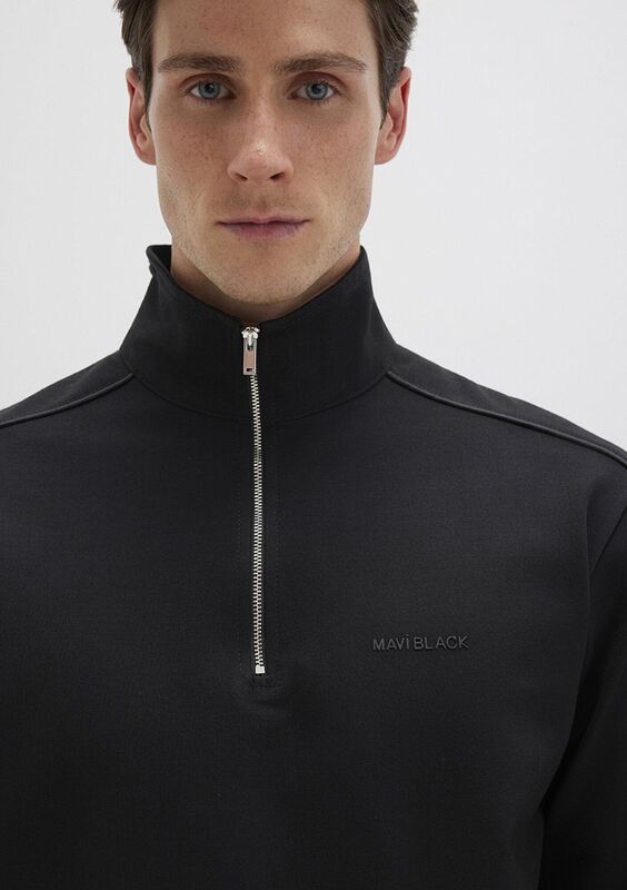 BİSİKLET YAKA SWEATSHIRT Erkek Siyah Sweatshirt - M0S10387