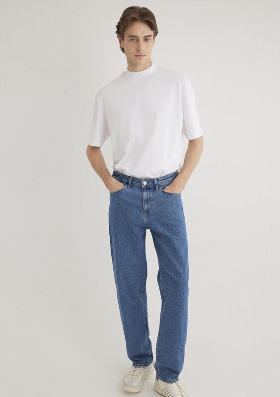 BİSİKLET YAKA TİŞÖRT Erkek Beyaz Basic T-Shirt - M0611193