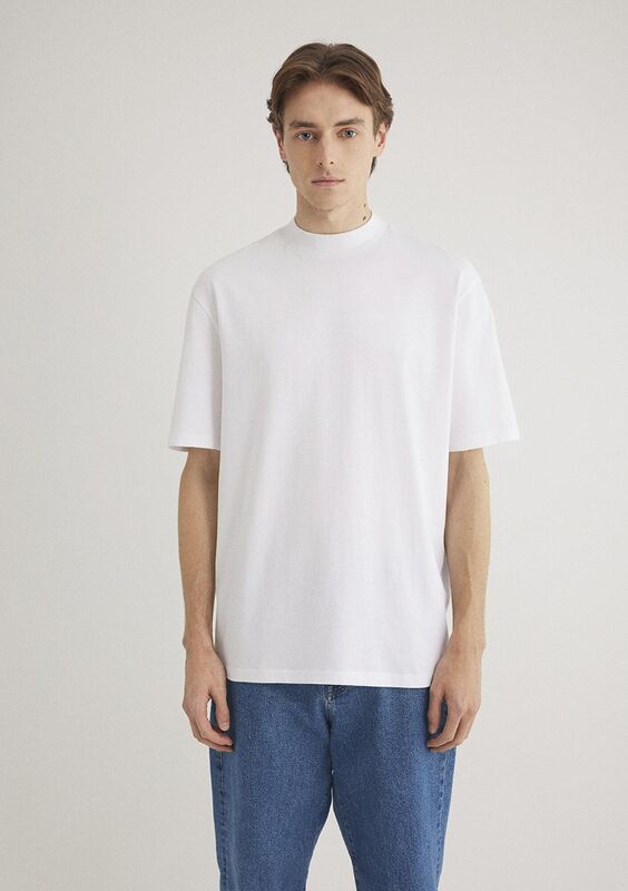 BİSİKLET YAKA TİŞÖRT Erkek Beyaz Basic T-Shirt - M0611193