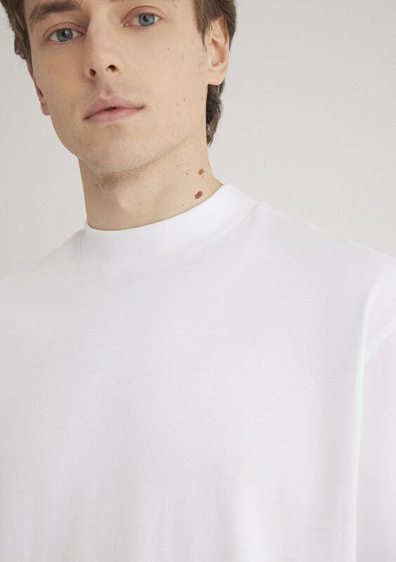 BİSİKLET YAKA TİŞÖRT Erkek Beyaz Basic T-Shirt - M0611193