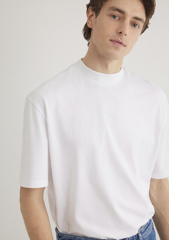 BİSİKLET YAKA TİŞÖRT Erkek Beyaz Basic T-Shirt - M0611193