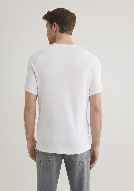 BİSİKLET YAKA TİŞÖRT Erkek Beyaz T-Shirt - M06605