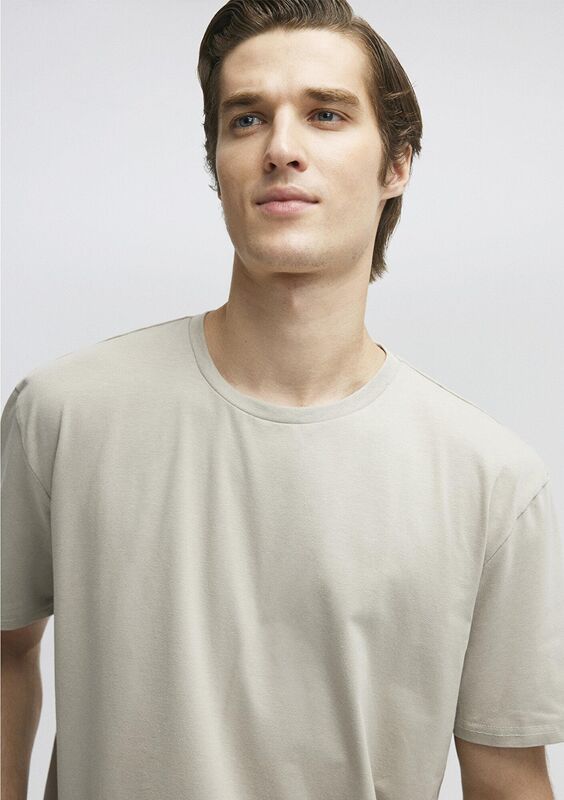 BİSİKLET YAKA TİŞÖRT Erkek Gri Basic T-Shirt - M0610136