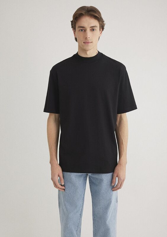 BİSİKLET YAKA TİŞÖRT Erkek Siyah Basic T-Shirt - M0611193