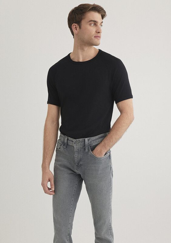 BİSİKLET YAKA TİŞÖRT Erkek Siyah Basic T-Shirt - M06605