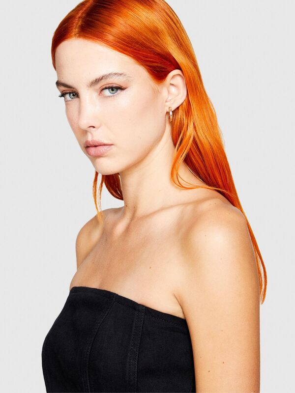 Bodycon Çizgili Denim Elbise Kadın Lacivert T-Shirt - 323A4FRTLV05B