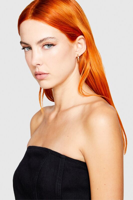 Bodycon Çizgili Denim Elbise Kadın Lacivert T-Shirt - 323A4FRTLV05B