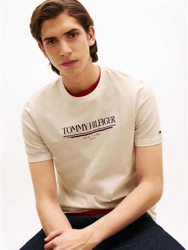 BRAND LOVE HILFIGER TEE Erkek Bej T-Shirt - MW0MW40324