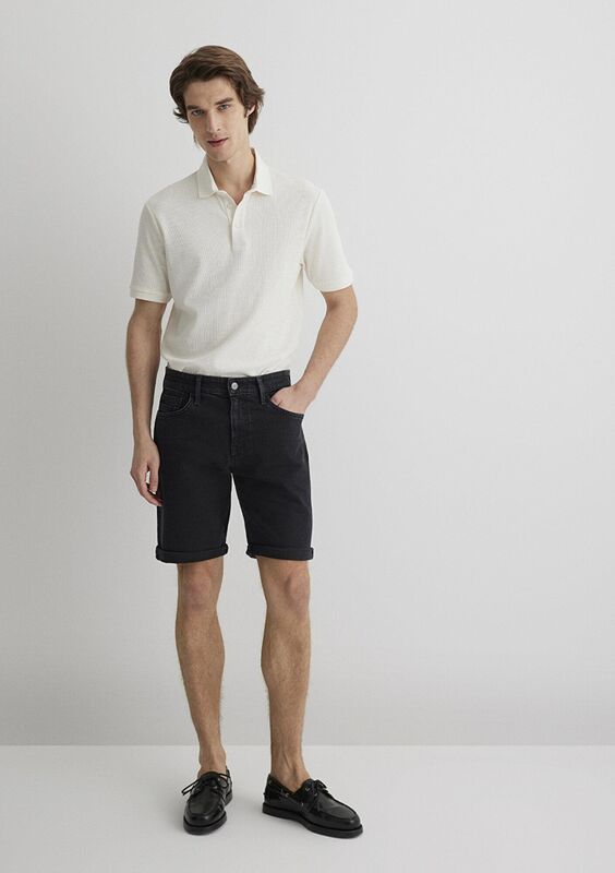 BRIAN Erkek Denim Şort - M04184 Deep Smoke Comfort