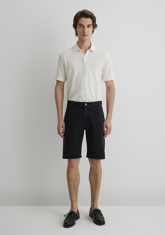 BRIAN Erkek Denim Şort - M04184 Deep Smoke Comfort