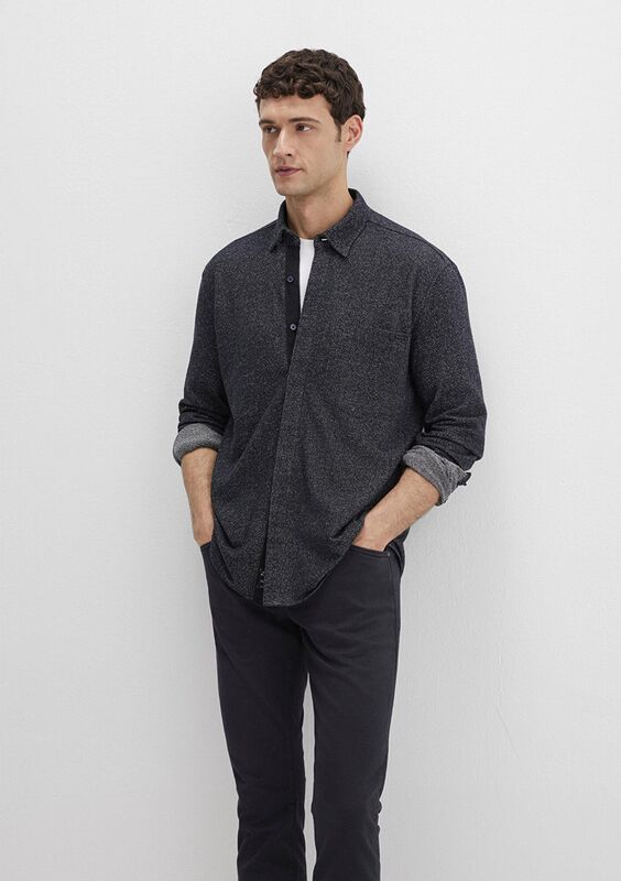 Mavi - CEPLİ GÖMLEK Erkek Koyu Mavi Gömlek - M0211764