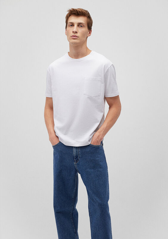 CEPLİ TİŞÖRT Erkek Beyaz T-Shirt - M066248